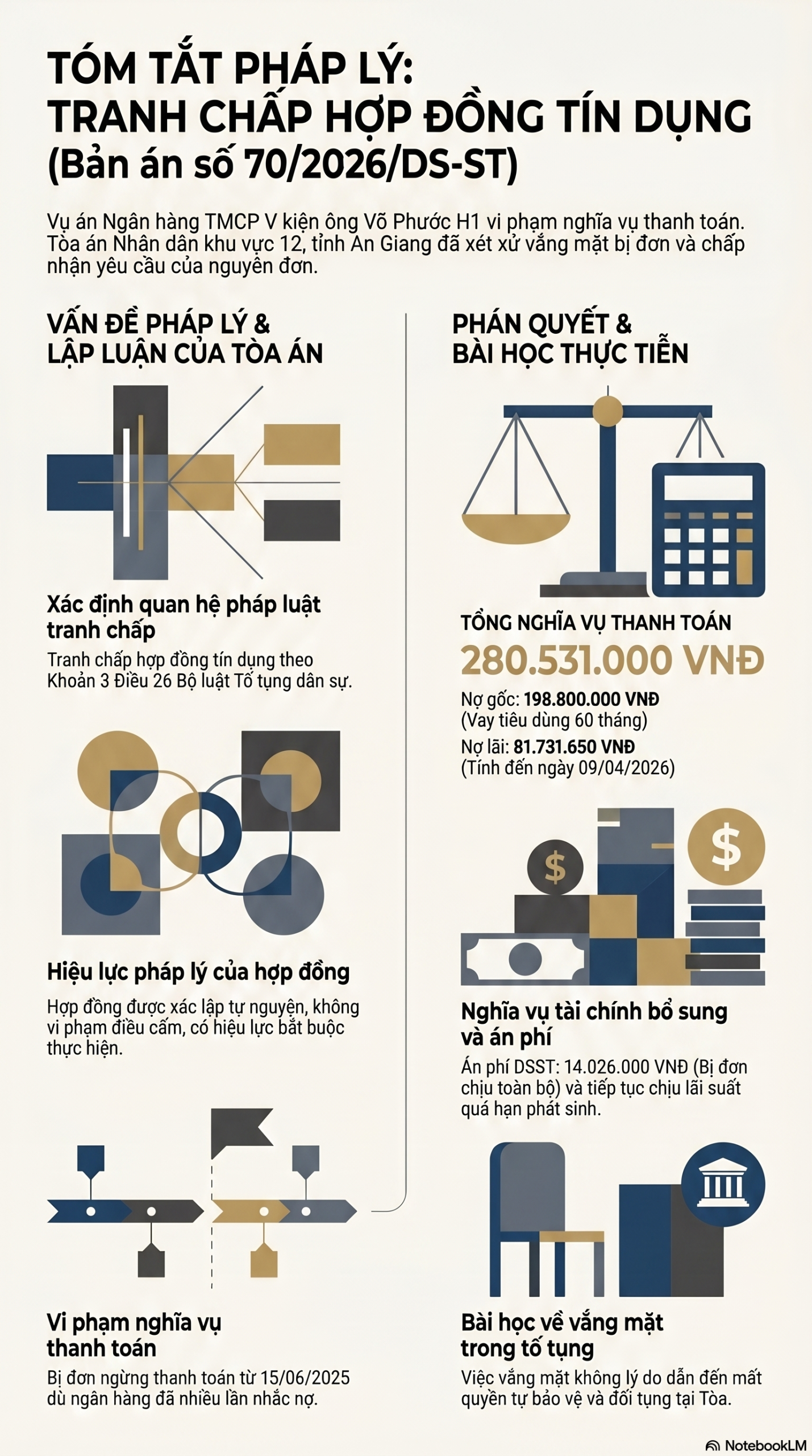 Infographic - BÀI HỌC TỪ BẢN ÁN TRANH CHẤP TÍN DỤNG: KHI KHOẢN VAY TIÊU DÙNG TRỞ THÀNH GÁNH NẶNG PHÁP LÝ