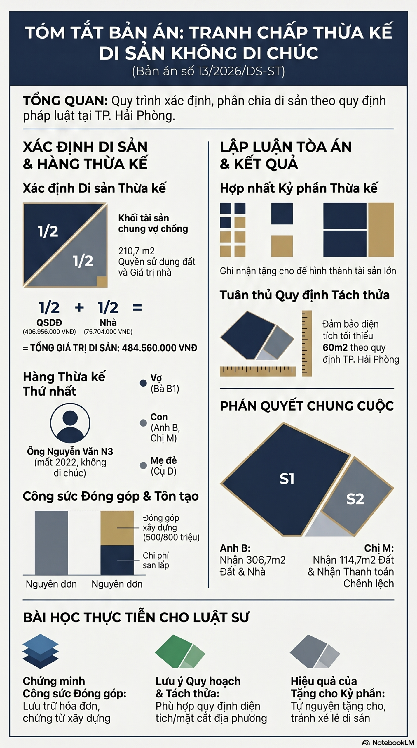Infographic - Con đóng góp tiền xây nhà trên đất cha mẹ: Bài học về bảo vệ quyền lợi và quy định tách thửa từ bản án thực tế