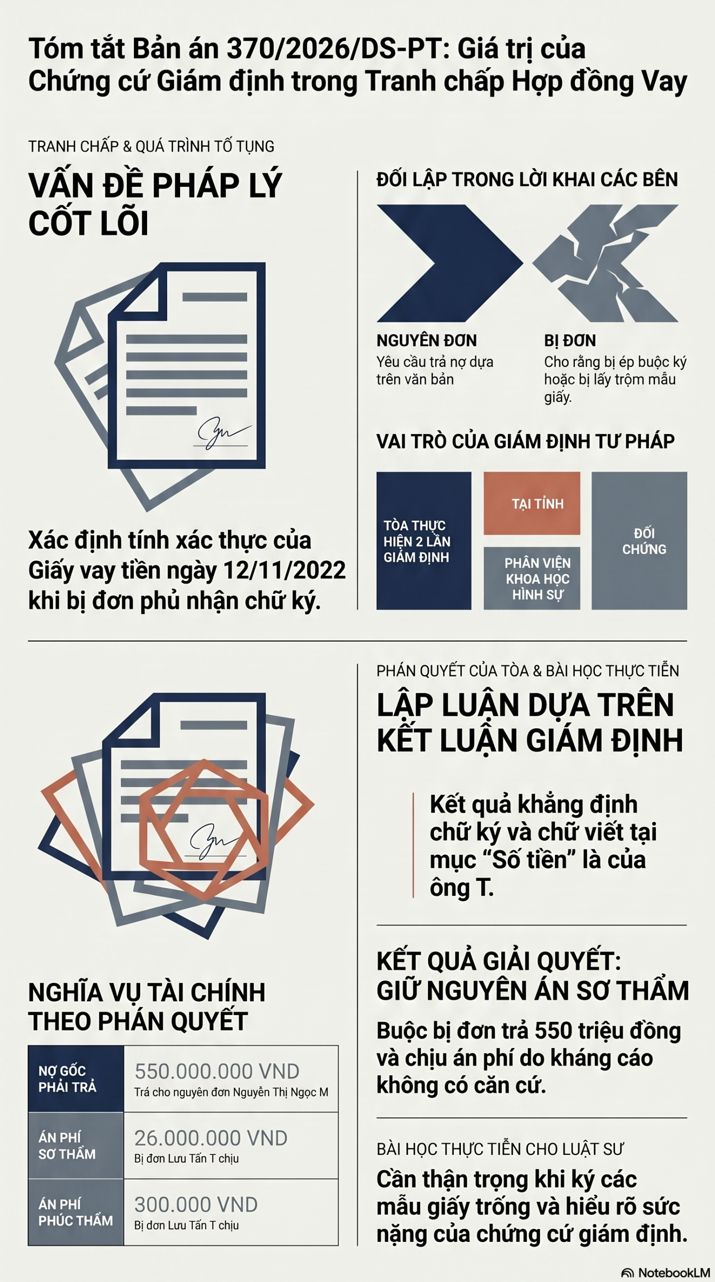 Infographic - Bút sa gà chết: Bài học đắt giá từ bản án tranh chấp 550 triệu đồng và quyền năng của giám định chữ ký