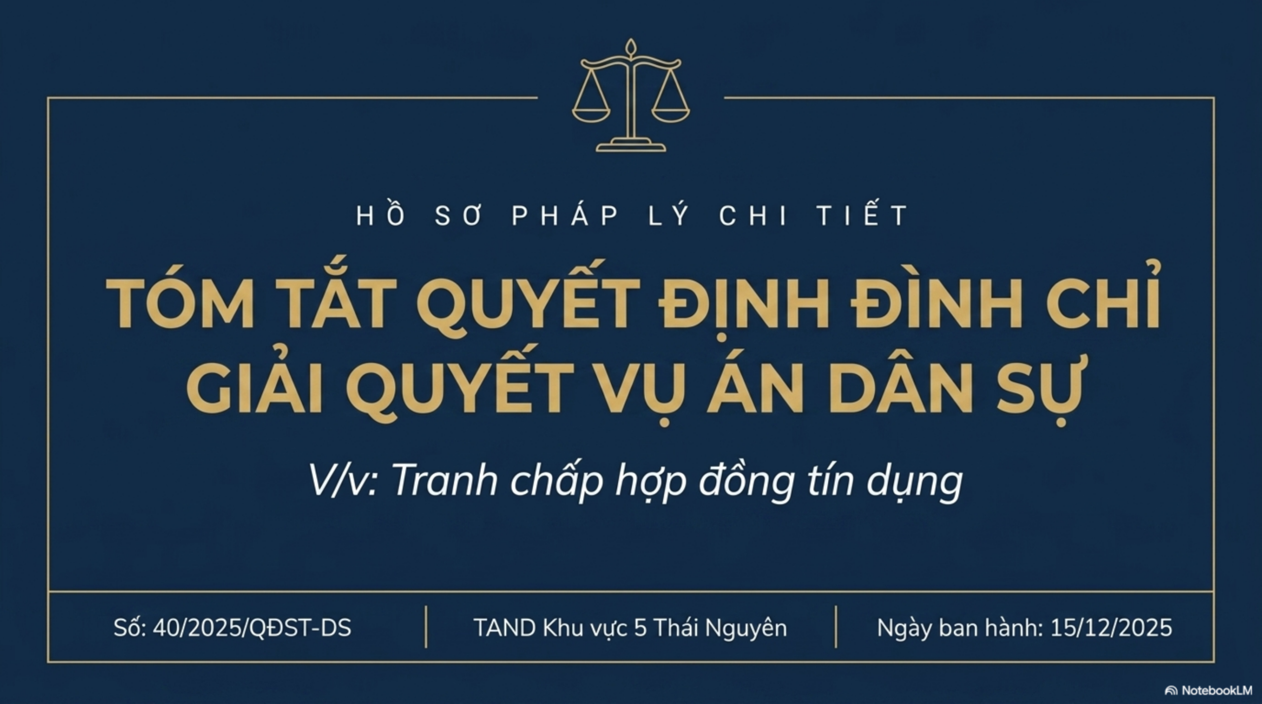 Slide Page 1 - Phân Tích Chi Tiết Bản Án Số N_A: số 40 ngày 15/02/2026 của  Tòa án nhân dân khu vực 5 - Thái Nguyên,  tỉnh Thái Nguyên