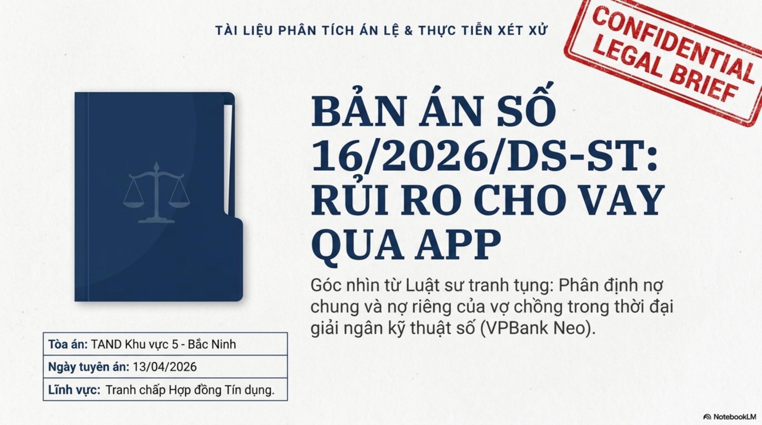 Slide Page 1 - Phân Tích Chi Tiết Bản Án Số 16: số 16 ngày 13/04/2026 của  Tòa án nhân dân khu vực 5 - Bắc Ninh,  tỉnh Bắc Ninh