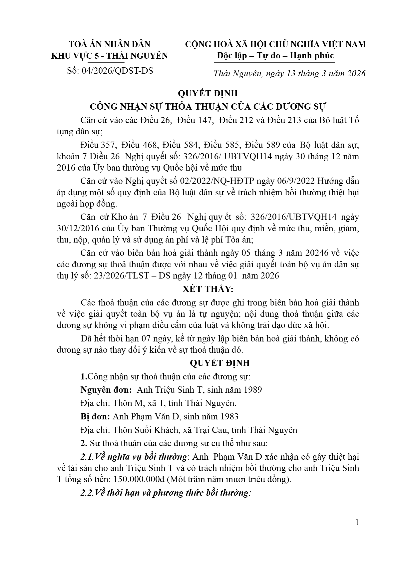Slide Page 1 - Phân Tích Chi Tiết Bản Án Số N_A: số 04 ngày 13/03/2026 của  Tòa án nhân dân khu vực 5 - Thái Nguyên,  tỉnh Thái Nguyên