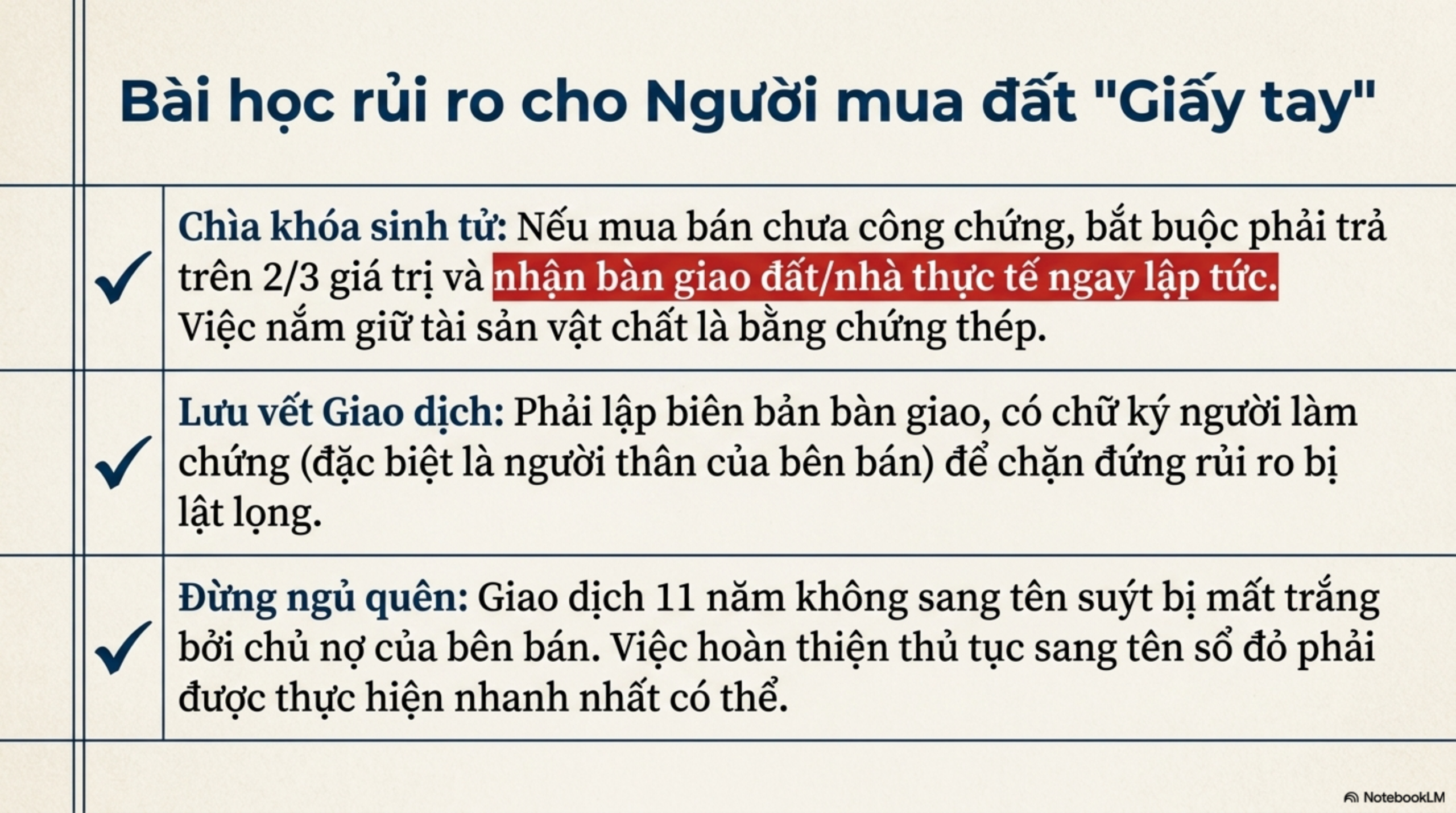 Slide Page 12 - Mua bán đất bằng “giấy tay” và bài học đắt giá khi tài sản bị kê biên: Phân tích từ một bản án thực tế