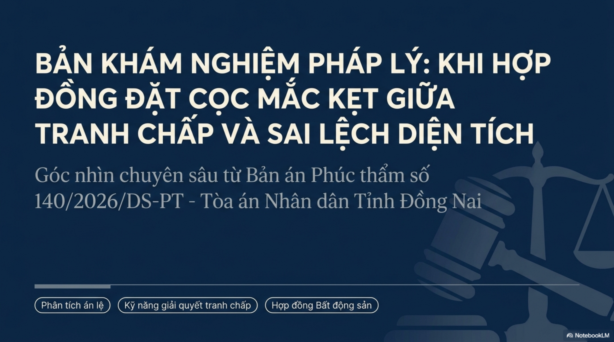Slide Page 1 - Rủi ro pháp lý từ việc chủ quan trong đo đạc: Phân tích Bản án 140/2026/DS-PT về tranh chấp đặt cọc