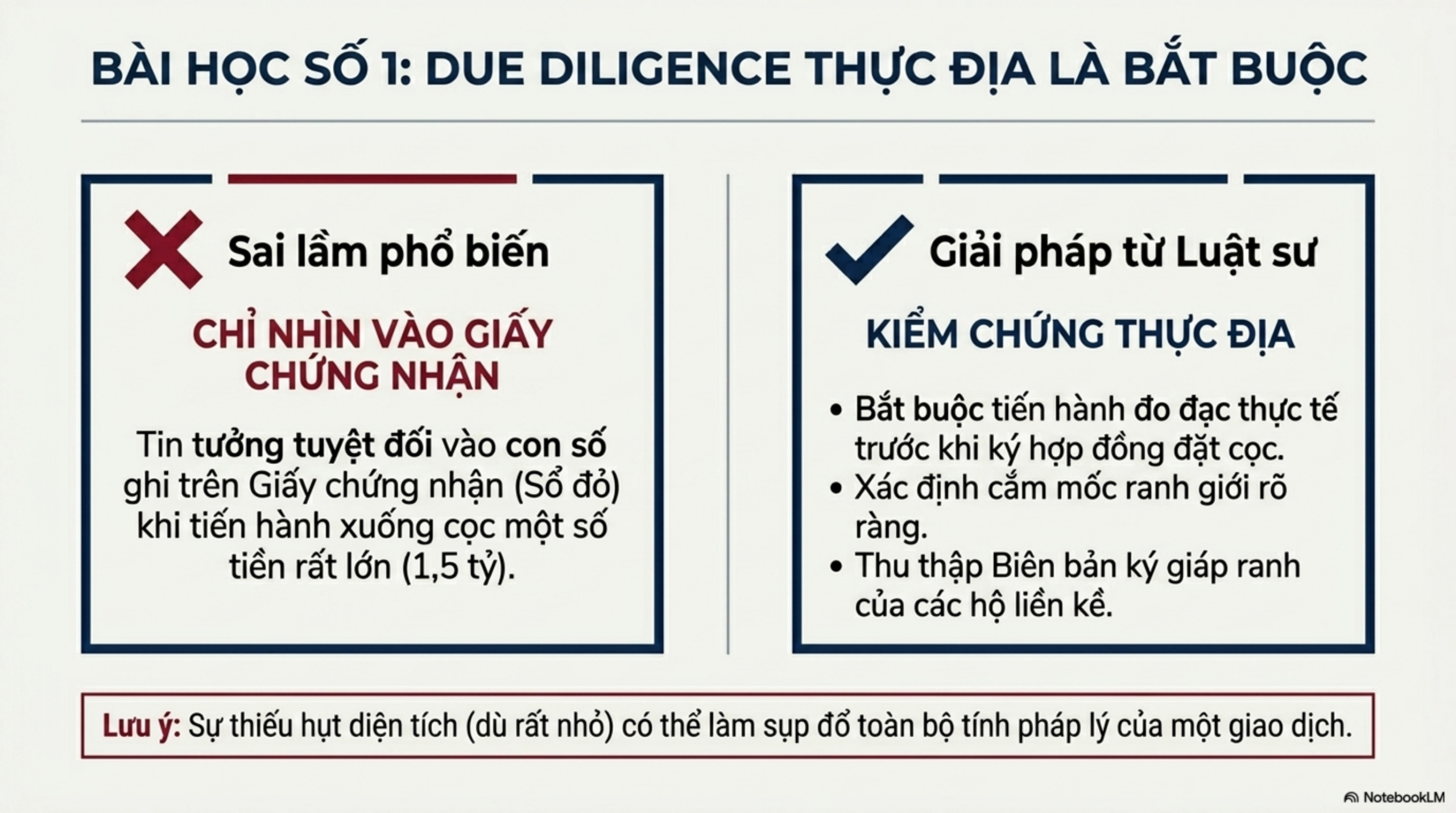 Slide Page 11 - Rủi ro pháp lý từ việc chủ quan trong đo đạc: Phân tích Bản án 140/2026/DS-PT về tranh chấp đặt cọc